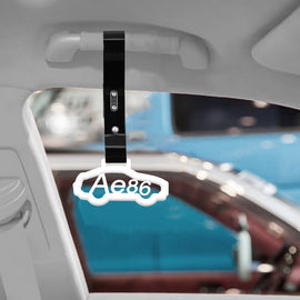 Brand New AE86 CAR White JDM TSURIKAWA Ring Subway Train Bus Handle Black Strap Charm Drift