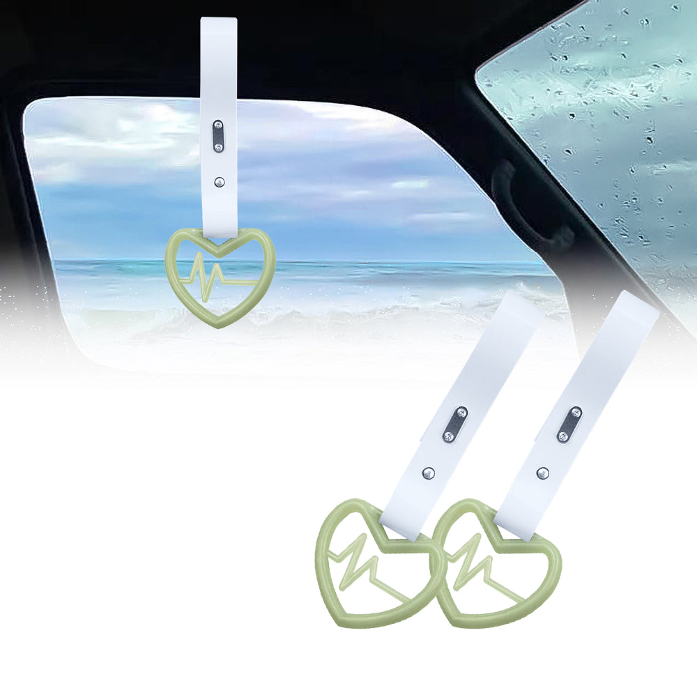 Brand New Heartbeats Glow In Dark Green JDM TSURIKAWA Ring Subway Train Bus Handle White Strap Charm Drift