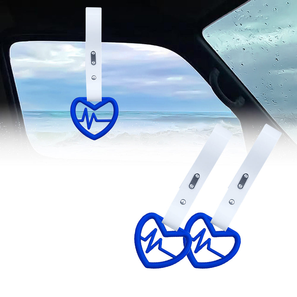 Brand New Heartbeats Blue JDM TSURIKAWA Ring Subway Train Bus Handle White Strap Charm Drift