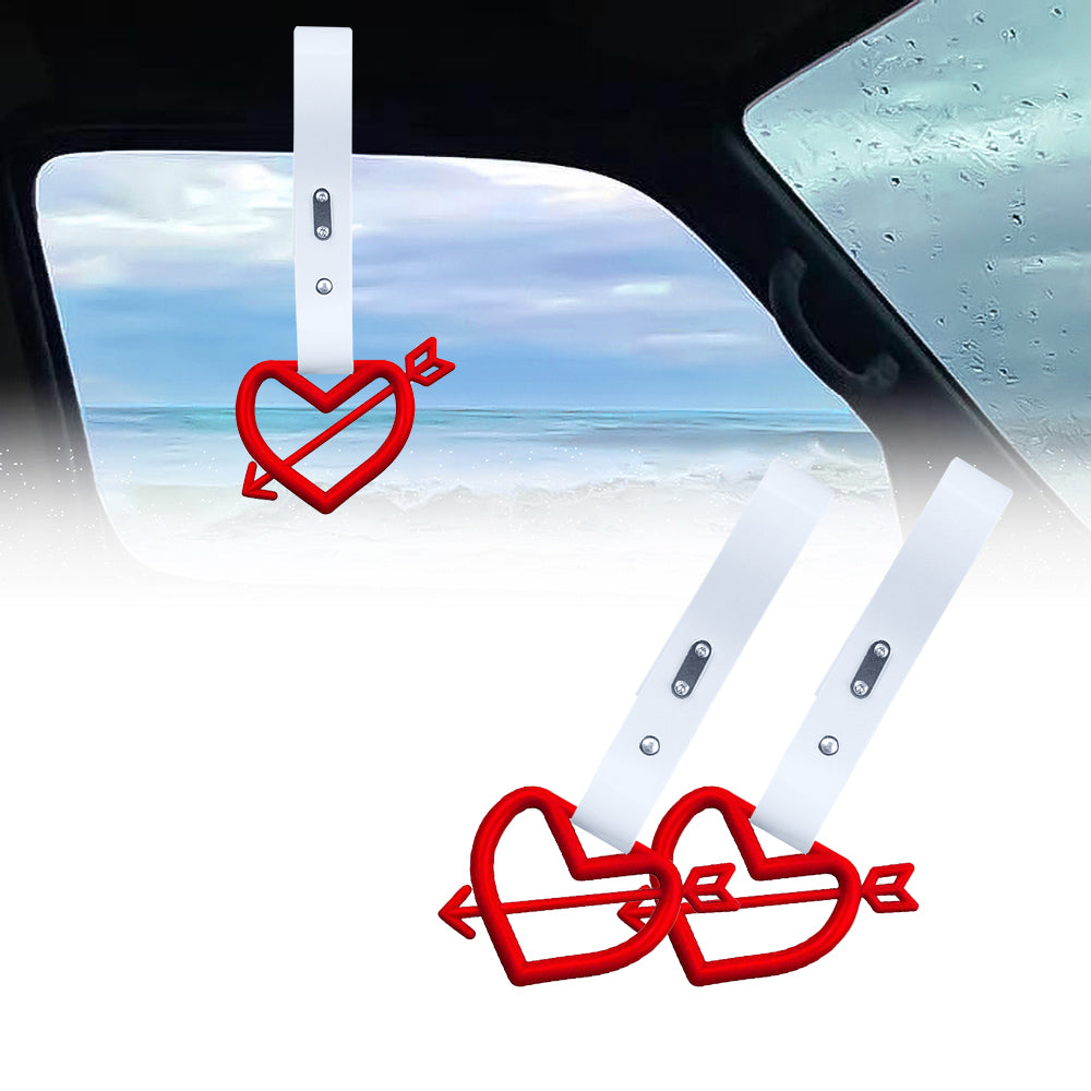 Brand New Arrow Heart Love Red JDM TSURIKAWA Ring Subway Train Bus Handle White Strap Charm Drift