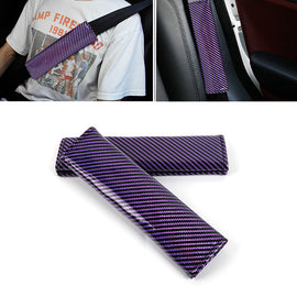 Brand New Universal 2PCS Purple Carbon Fiber Look Car Seat Belt Covers Shoulder Pad