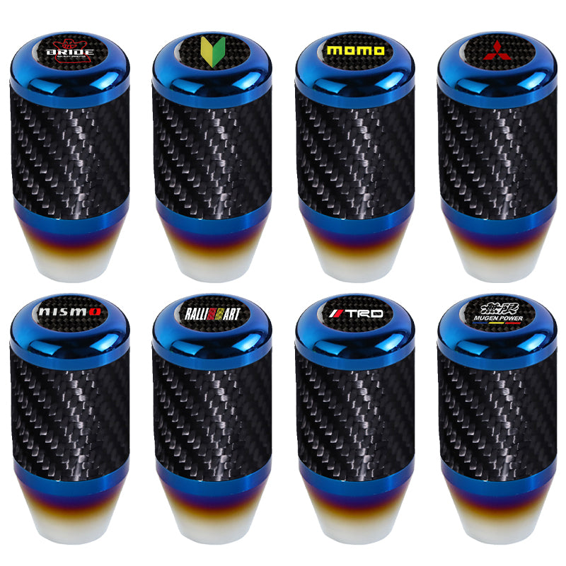 Brand New Universal Mugen Car Manuel Gear Stick Real Carbon Fiber / Burnt Blue Shift Knob M8 M10 M12