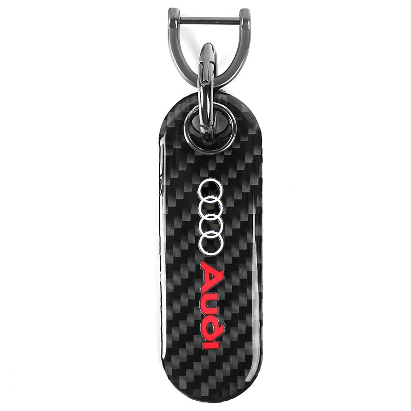 Brand New Universal 100% Real Carbon Fiber Keychain Key Ring For Audi