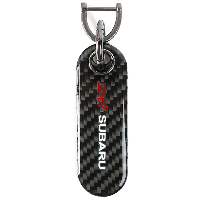 Brand New Universal 100% Real Carbon Fiber Keychain Key Ring For Subaru