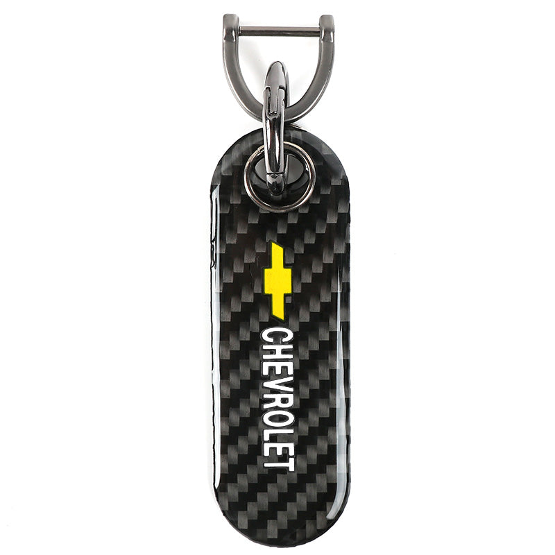 Brand New Universal 100% Real Carbon Fiber Keychain Key Ring For Chevrolet