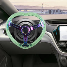 Load image into Gallery viewer, Brand New Universal 6-Hole 350MM Heart Green Deep Dish Vip Crystal Bubble Neo Spoke Steering Wheel