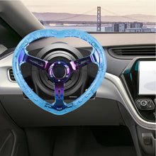 Load image into Gallery viewer, Brand New Universal 6-Hole 350MM Heart Blue Deep Dish Vip Crystal Bubble Neo Spoke Steering Wheel