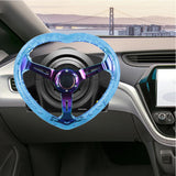 Brand New Universal 6-Hole 350MM Heart Blue Deep Dish Vip Crystal Bubble Neo Spoke Steering Wheel