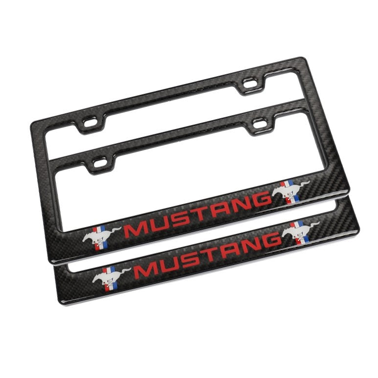 Brand New Universal 100% Real Carbon Fiber Ford Mustang License Plate Frame - 2PCS