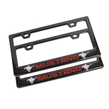 Load image into Gallery viewer, Brand New Universal 100% Real Carbon Fiber Ford Mustang License Plate Frame - 2PCS