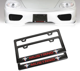 Brand New Universal 100% Real Carbon Fiber Ford Mustang License Plate Frame - 2PCS