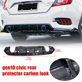 BRAND NEW Honda Civic 2016-2021 4DR SEDAN Rear Bumper Lip Diffuser Splitter Carbon Fiber Look