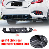BRAND NEW Honda Civic 2016-2021 4DR SEDAN Rear Bumper Lip Diffuser Splitter Spoiler Carbon Fiber Look