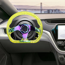 Load image into Gallery viewer, Brand New JDM Universal 6-Hole 326mm Vip Yellow Crystal Bubble Neo Chrome Steering Wheel