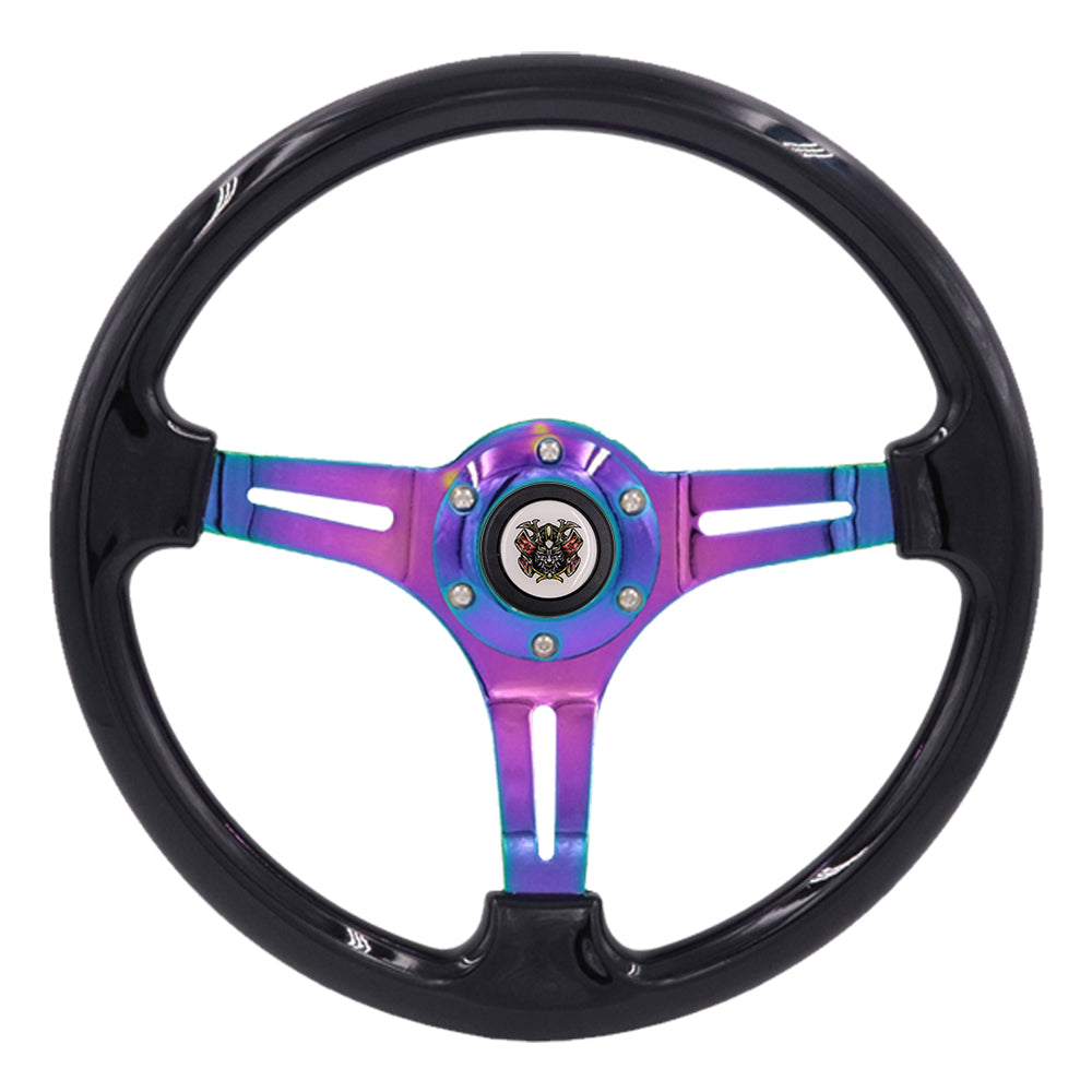 Brand New Universal Anime Devil Samurai Hentai Car Horn Button Black Steering Wheel Center Cap
