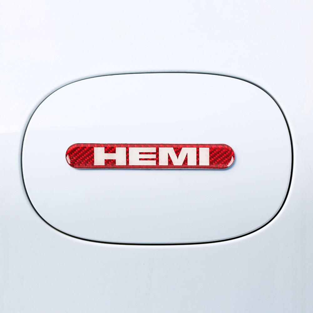 Brand New 1PCS HEMI Real Carbon Fiber Red Car Trunk Side Fenders Door Badge Scratch Guard Sticker