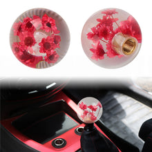 Load image into Gallery viewer, Brand New Universal Round Ball Crystal Clear Red Flowers Manual Gear Shift Knob Shifter M8 M10 M12