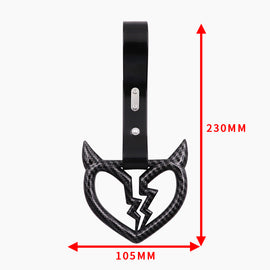 Brand New Devil Demon Broken Heart Carbon Fiber JDM TSURIKAWA Ring Subway Train Bus Handle Strap Charm Drift