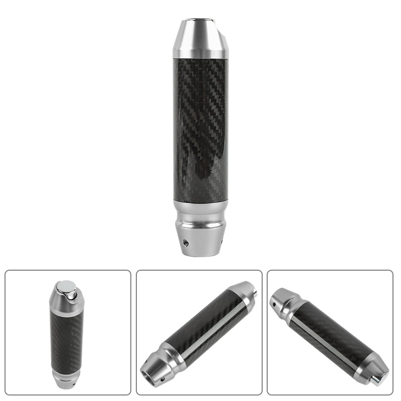 Brand New Universal Real Carbon Fiber Silver Aluminum Automatic Transmission Racing Gear Shift Knob