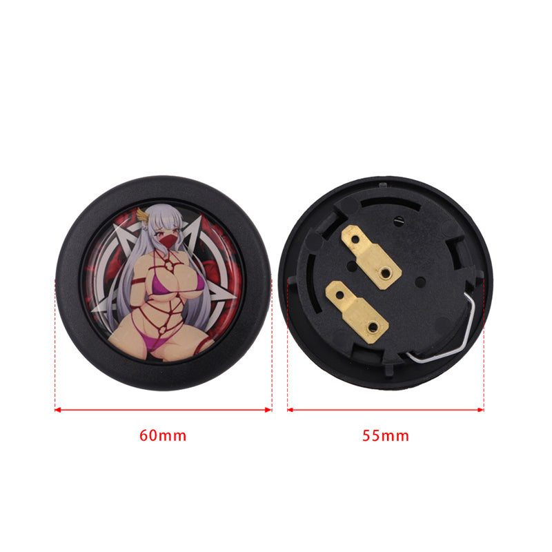 Brand New Universal Anime Hentai Car Horn Button Black Steering Wheel Center Cap