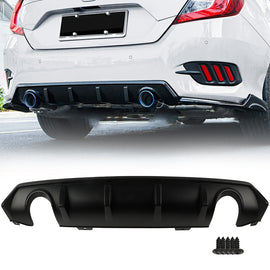 BRAND NEW Honda Civic 2016-2021 4DR SEDAN Rear Bumper Lip Diffuser Splitter Glossy Black