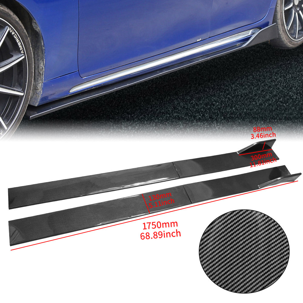 Brand New 4PCS Universal Car Side Skirt Extension Rocker Panel Body Lip Splitters Carbon Fiber