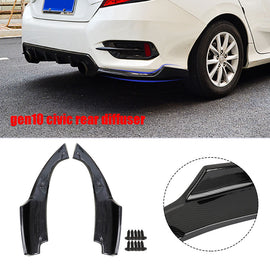 BRAND NEW 2016-2021 Honda Civic 4DR 2PCS Carbon Fiber Look Rear Side Diffuser Bumper Lip Kit