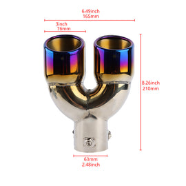 Brand New Universal Dual Burnt Blue Round Shaped Stainless Steel Car Exhaust Pipe Muffler Tip Trim Straight