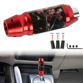 Brand New Universal Sakura Flower Real Carbon Fiber Red Aluminum Automatic Transmission Racing Gear Shift Knob