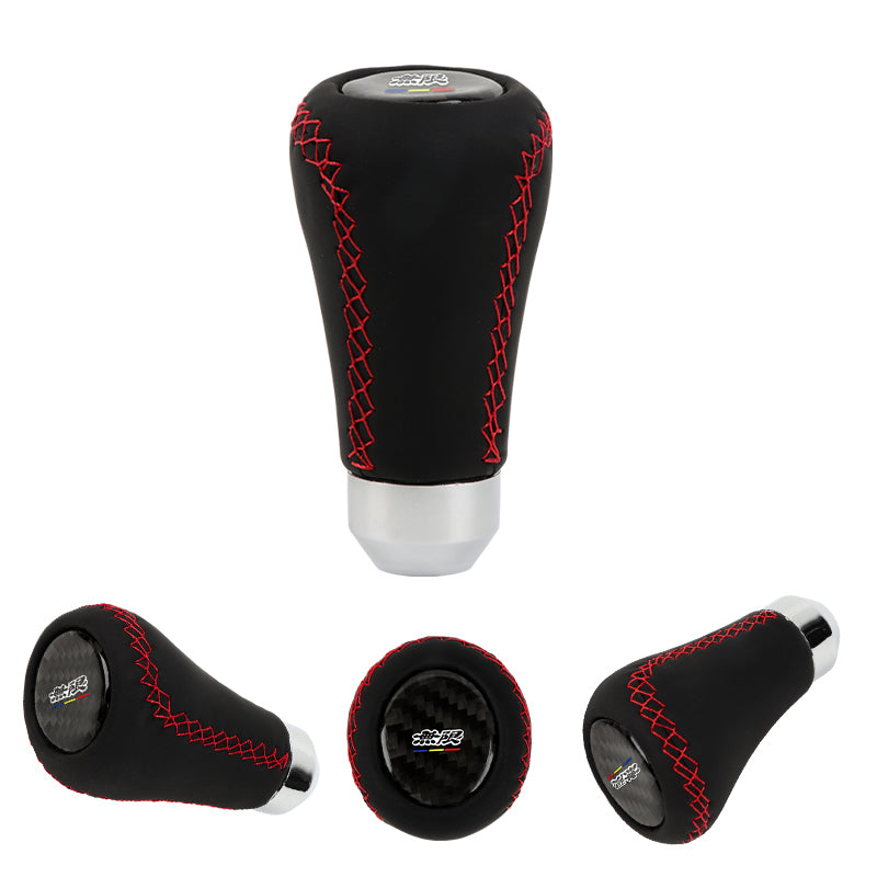 Brand New Universal Mugen Red Stitches Black Leather Manual Car Gear Shift Knob Shifter Lever M8 M10 M12