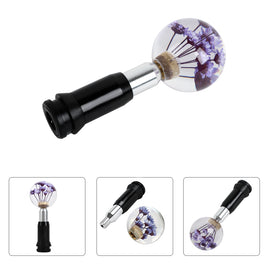 Brand New Universal Round Ball Crystal Clear Purple Flowers Automatic Gear Shift Knob Shifter