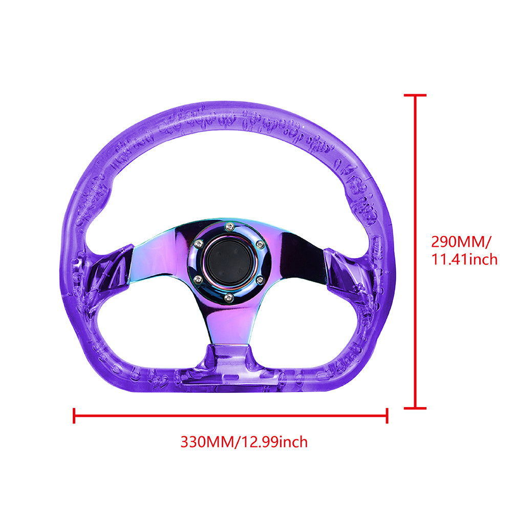 Brand New JDM Universal 6-Hole 326mm Vip Purple Crystal Bubble Neo Spoke Steering Wheel