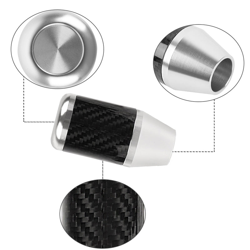 Brand New Universal 6 SPEED Silver Real Carbon Fiber Racing Gear Stick Shift Knob For MT Manual M12 M10 M8