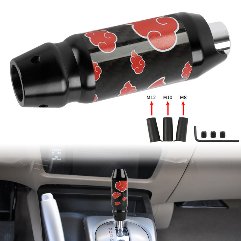 Brand New Universal Naruto Akatsuki Cloud Real Carbon Fiber Black Aluminum Automatic Transmission Racing Gear Shift Knob