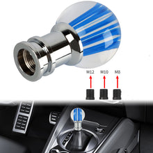 Load image into Gallery viewer, Brand New Universal Jdm Round Ball Crystal Clear Blue Stripes Manual Car Racing Gear Shift Knob Shifter M12 M10 M8