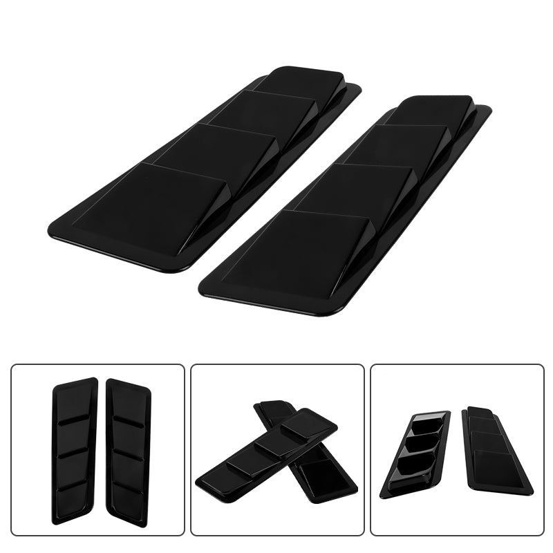 BRAND NEW UNIVERSAL 2PCS Glossy Black Car Hood Vent Scoop Louver Bonnet Vent Air Flow