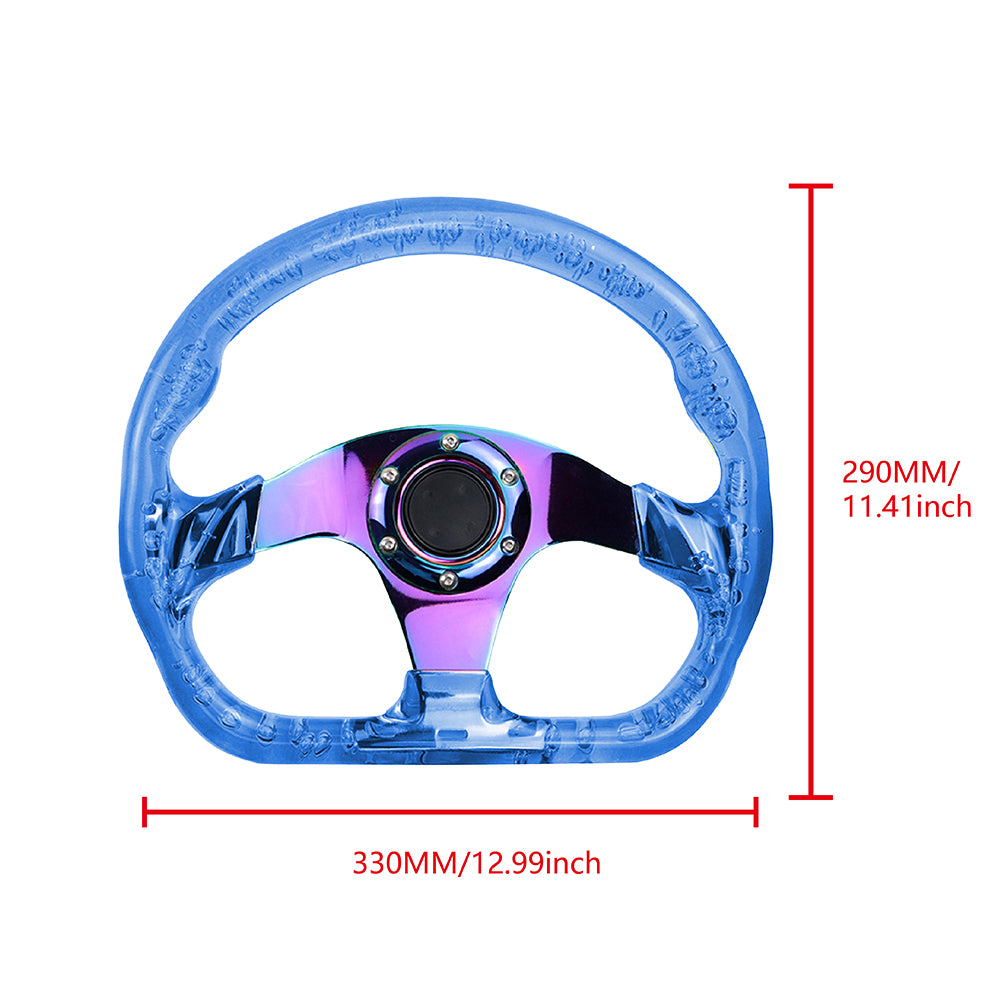 Brand New JDM Universal 6-Hole 326mm Vip Blue Crystal Bubble Neo Spoke Steering Wheel