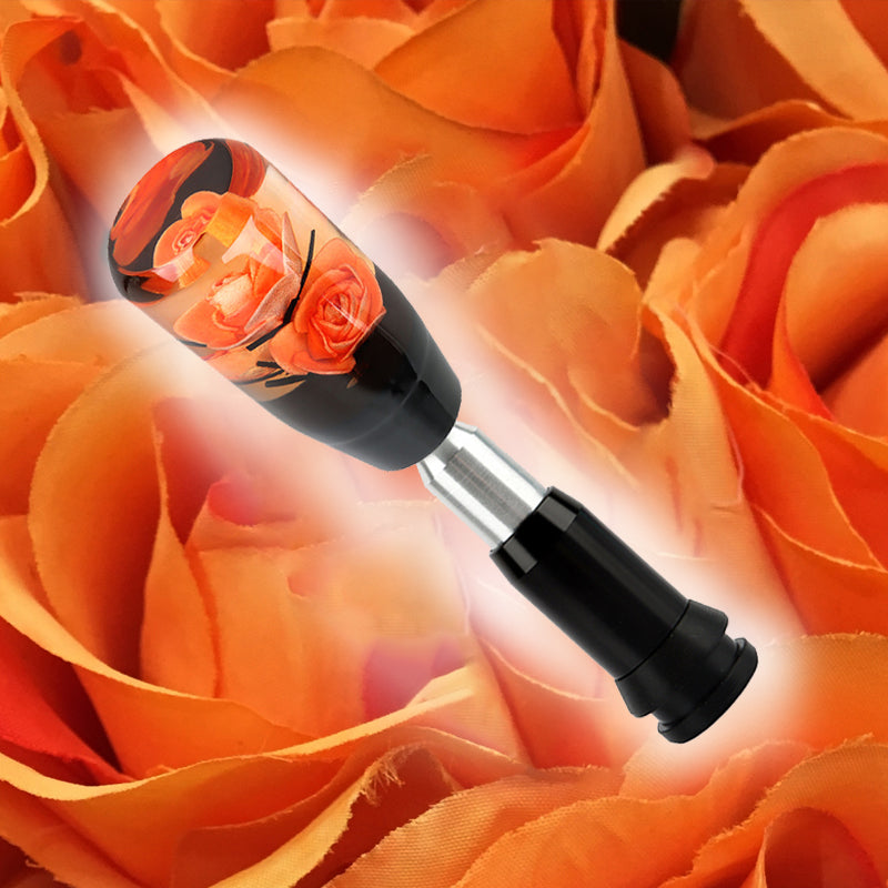 Brand New Universal JDM Crystal Rose Flowers Orange Head Automatic Car Gear Shift Knob shifter
