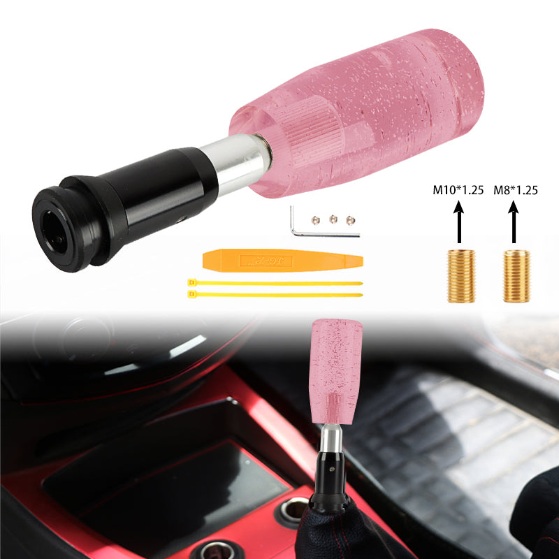 Brand New 10CM Universal Glitter Transparent Pink Automatic Transmission Racing Gear Shift Knob
