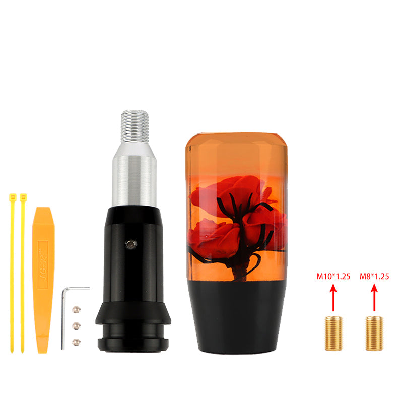 Brand New Universal JDM Crystal Rose Flowers Red Head Automatic Car Gear Shift Knob shifter