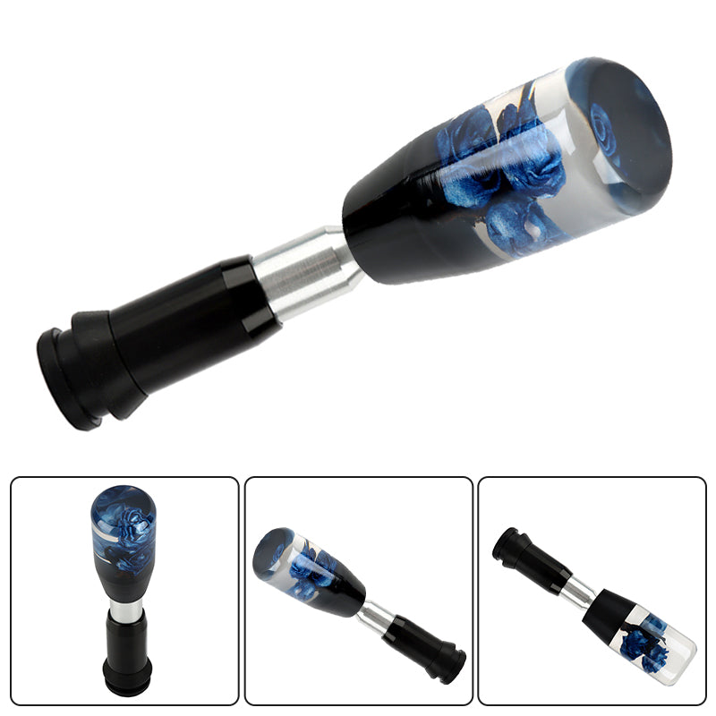 Brand New Universal JDM Crystal Rose Flowers Blue Head Automatic Car Gear Shift Knob shifter
