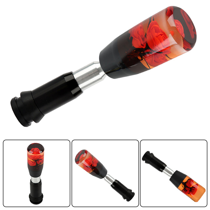 Brand New Universal JDM Crystal Rose Flowers Red Head Automatic Car Gear Shift Knob shifter