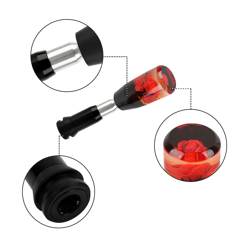 Brand New Universal JDM Crystal Rose Flowers Red Head Automatic Car Gear Shift Knob shifter