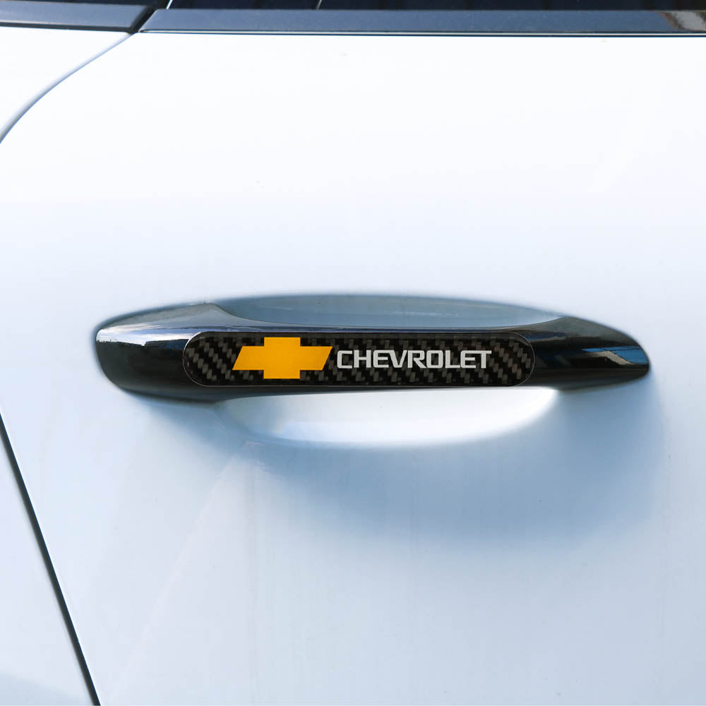 Brand New 8PCS Chevrolet Real Carbon Fiber Black Car Trunk Side Fenders Door Badge Scratch Guard Sticker