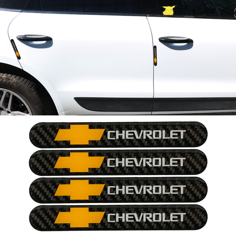 Brand New 4PCS Chevrolet Real Carbon Fiber Black Car Trunk Side Fenders Door Badge Scratch Guard Sticker