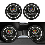 Brand New 2PCS CADILLAC Real Carbon Fiber Car Cup Holder Pad Water Cup Slot Non-Slip Mat Universal