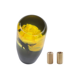 Brand New 1PCS Universal 10CM JDM Clear Yellow Real Flowers Manual Car Black Base Racing Stick Shift Knob M8 M10 M12