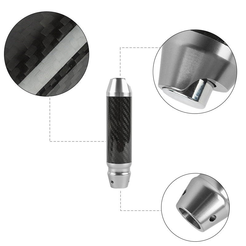 Brand New Universal Real Carbon Fiber Silver Aluminum Automatic Transmission Racing Gear Shift Knob