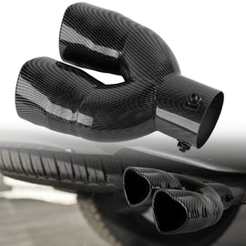 Brand New Universal Dual Carbon Fiber Look Heart Shaped Stainless Steel Car Exhaust Pipe Muffler Tip Trim Straight