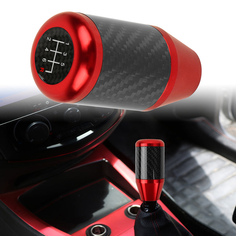 Brand New Universal 6 SPEED Red Real Carbon Fiber Racing Gear Stick Shift Knob For MT Manual M12 M10 M8